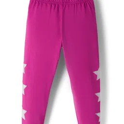 Babyhug Cotton Lycra Knit Full Length Legging With Stretch & Star Embriodery - Pink-picture-28