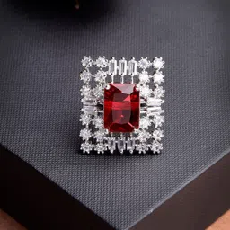 Anouk Silver-Plated CZ Stone Studded Square-Shaped Finger Ring-picture-27