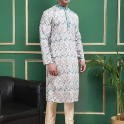 TATTVA Men Printed Regular Sequinned Kurta with Pyjamas image 5