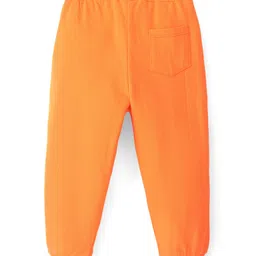 Babyhug Cotton Looper Knit Full Length Lounge Pant Text Printed - Orange image 2