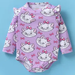 Babyhug Disney Interlock Knit Full Sleeves Onesies With Aristocats Marie Graphics Pack Of 3 - Pink White & Purple image 2