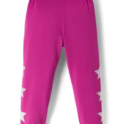 Babyhug Cotton Lycra Knit Full Length Legging With Stretch & Star Embriodery - Pink image 2