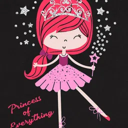 Trampoline Fleece Full Sleeves Princess Of Everything Text Printed Sweatshirt - Black image 4