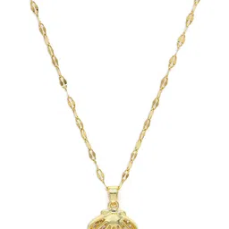 Indiifuz Gold-Plated CZ & Bead Studded Shell Shaped Minimal Necklace image 2