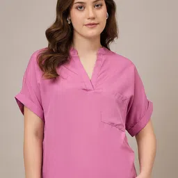DressBerry Women Solid Modern V-Neck Casual Top-image-11