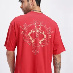 Marvel by Glitchez Iron Man Print Oversize Drop-Shoulder T-shirt image 5