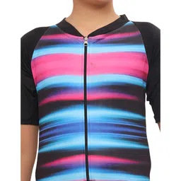 Bosky Swimwear Half Raglan Sleeves Legged Swimsuit Abstract Print - Black image 4