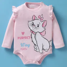 Babyhug Disney Interlock Knit Full Sleeves Onesies With Aristocats Marie Graphics Pack Of 3 - Pink White & Purple image 4