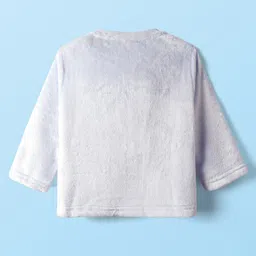 Babyhug Fur Woven Full Sleeves Winter Wear Suit Set with Elephant Print - Light Blue image 3