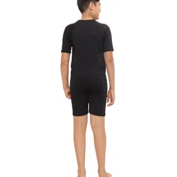 Bosky Swimwear Half Raglan Sleeves Legged Swimsuit Abstract Print - Black image 5