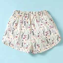 CUCUMBER Sinker Knit Half Sleeves Shorts Night Suit With Bear & Floral Print - Light Red image 5