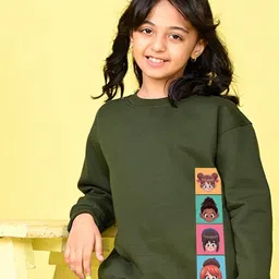 NUSYL Girls Graphic Printed Round Neck Long SLeeve Oversized Pullover Sweatshirt-picture-17