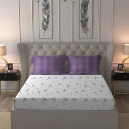 MYTRIDENT White Floral 180 TC King Bedsheet with 2 Pillow Covers image 2