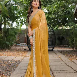 The Textile Hub Embroidered Pure Chiffon Saree image 4