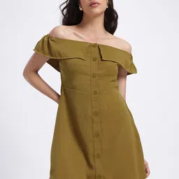 glitchez Whimsical Wonder Smocked Back Off-Shoulder Mini A-Line Dress image 4