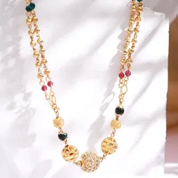 Rubans Gold-Toned & Green Gold-Plated Chain image 2