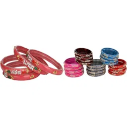 SOMIL Set Of 24 Red Glass Bangles-image-99
