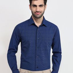 Raymond Men Smart Slim Fit Textured Spread Collar Cotton Formal Shirt-picture-41