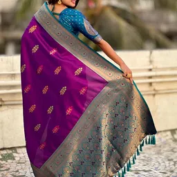 ELITE WEAVES Floral Woven Design Zari Banarasi Saree image 2