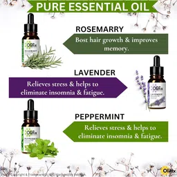 OLIFIX Pack of 6 Lavender Tea Tree Rosemary Lemongrass Peppermint Essential Oils image 3