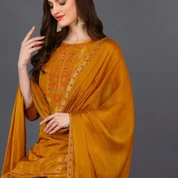 KALINI Women Regular Kurta with Trousers & With Dupatta image 2