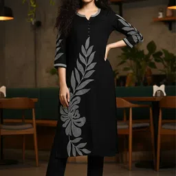 AADVIKA Women Printed Thread Work Floral Kurta-picture-10