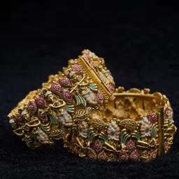 Panini jewels Set Of 2 Gold-Plated Stone-Studded & Beaded Krishna Themed Designer Bangles-picture-42