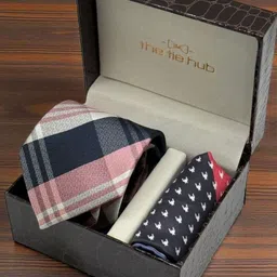 The Tie Hub Men Checkered Necktie with Houndstooth Pocket Square Gift Set-picture-41