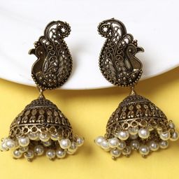 FASHION EMPIRE Peacock Jhumkas Earrings-picture-32