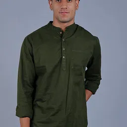 BLUEBIRD Mandarin Collar Pure Cotton Kurta-picture-21