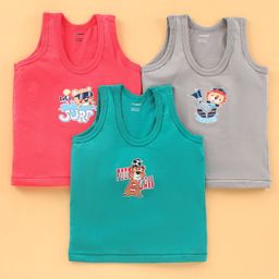 CUCUMBER Sleeveless Printed Vests Pack of 3 - Green Blue Red-picture-1