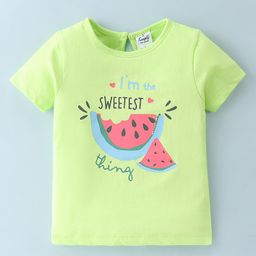 Simply Sinker Knit Half Sleeves T-Shirt Watermelon Print- Green-picture-14