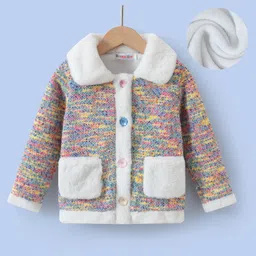 Kookie Kids Full Sleeves Winter Jacket with Pocket & Fur Detailing - White-picture-27