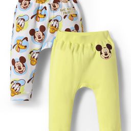 Babyoye Disney Interlock Knit Diaper Leggings With Gold Foil Detailing Mickey & Friends Graphics Pack Of 2 - Yellow & White-picture-20