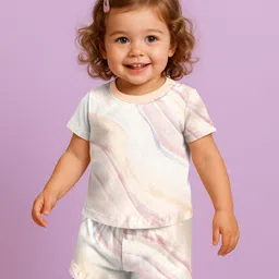 Babyoye 100% Cotton Knit Half Sleeves Printed Shorts Co-Ord Night Suit - Multicolor-image-50