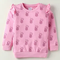 Tango Looper Knit Full Sleeves T-Shirt with Pineapple Print - Pink-picture-12