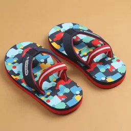 Cute Walk by Babyhug Flip Flops with Back Strap Closure & Cars Print - Navy Blue image 2