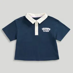 mothercare Girls Typography Printed Polo Collar T-shirt-picture-41