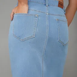 DOLCE CRUDO Denim A-Line Midi Skirt image 3