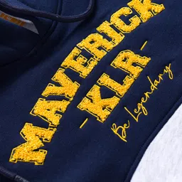 Junior Killer Full Sleeves Maverick Klr Text Embroidered Light Winter Hooded Sweatshirt - White image 3