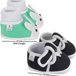 NESKA MODA 0 To 12 Months Cotton Booty 2 Pair Newborn Infants Skin Friendly Soft Booties image 3