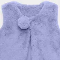 Mi Arcus Knit Sleeveless Pom Pom & Fur Detailed Shrug - Lavender image 5