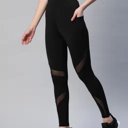 Blinkin Women Black Rapid Dry Tights With Breathable Mesh Panels & Side Pockets-image-65