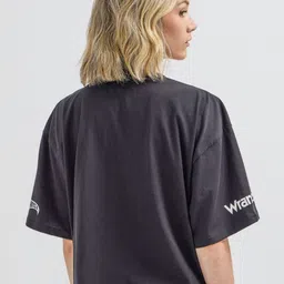 Wrangler Graphic Printed Drop-Shoulder Sleeves Pure Cotton Boxy T-shirt image 3