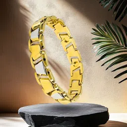 RKB Sales Men Stainless Steel Gold-Plated Antique Link Bracelet-image-79