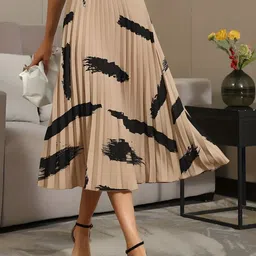 LookShine Printed Pleated A-Line Midi Skirt image 2