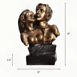 INTERNATIONAL GIFT Decorative Showpiece Gold-Plated Love Couple Face Statue Showpiece image 3