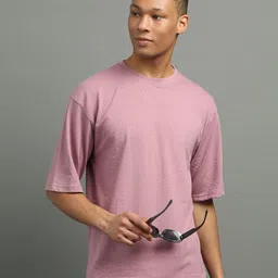 FROSEN FOX Men Striped Round Neck Oversized T-shirt-image-71