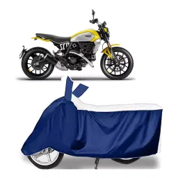 Auto Pearl Two Wheeler Cover for Ducati Scrambler - White, Blue-picture-12