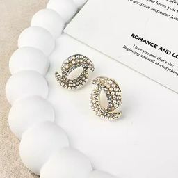 FIMBUL Gold Plated Crystals Studded & Pearls Beaded Oval Studs-picture-37